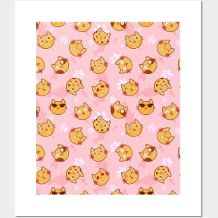 Cats emotions pattern face mask pink for girls funny gift stay safe Posters and Art